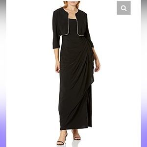 ALEX Full length 2 piece formal dress with rhinestone edging dress